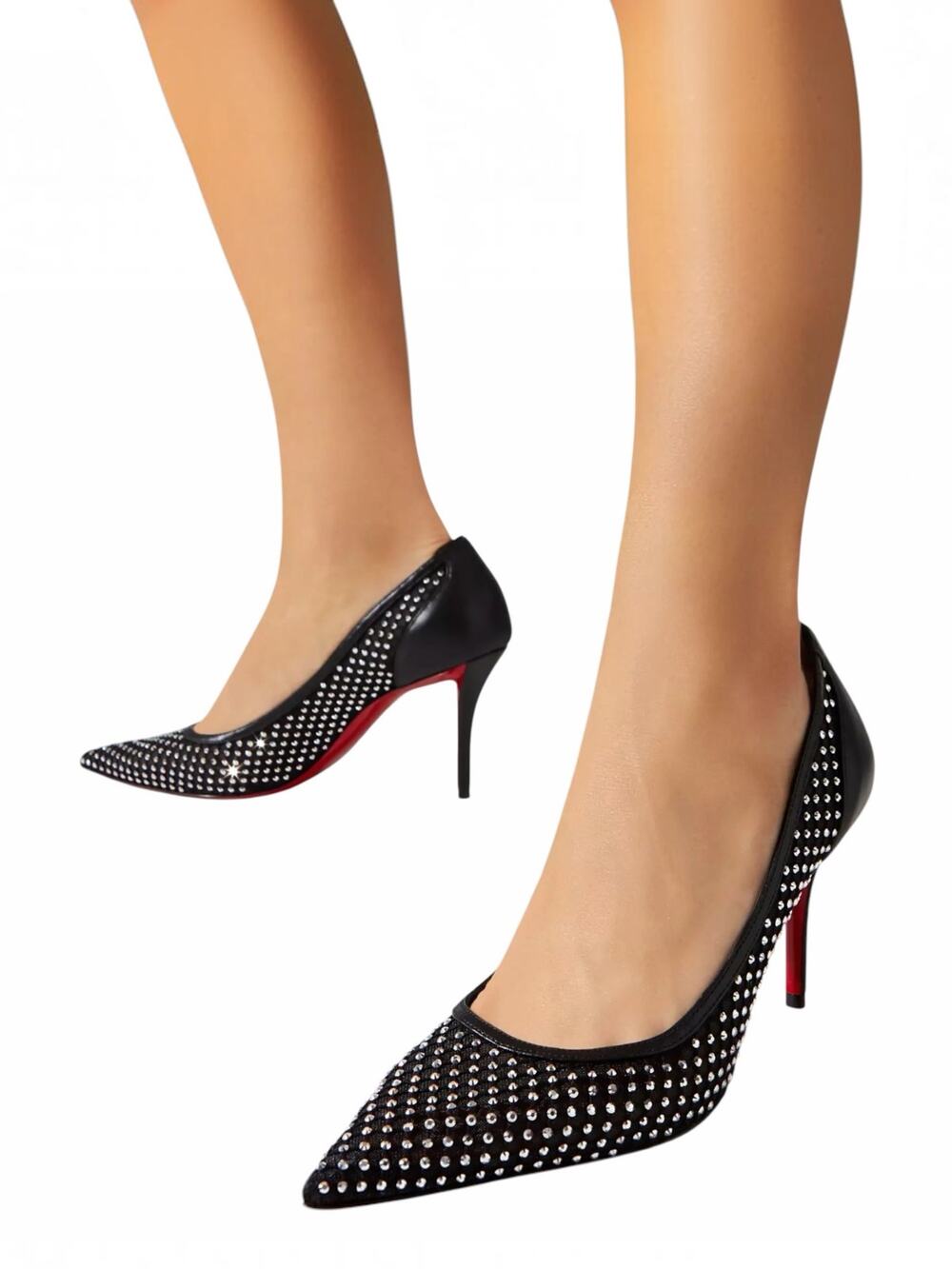 Christian Louboutin Apostropha Mesh Strass 80 Pump Black Size 40.5